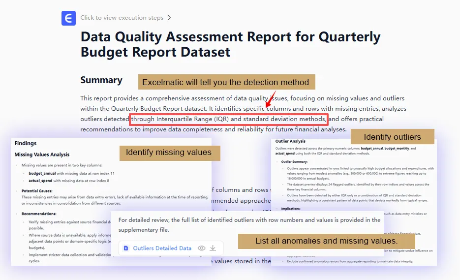 Excelmatic: data cleaning