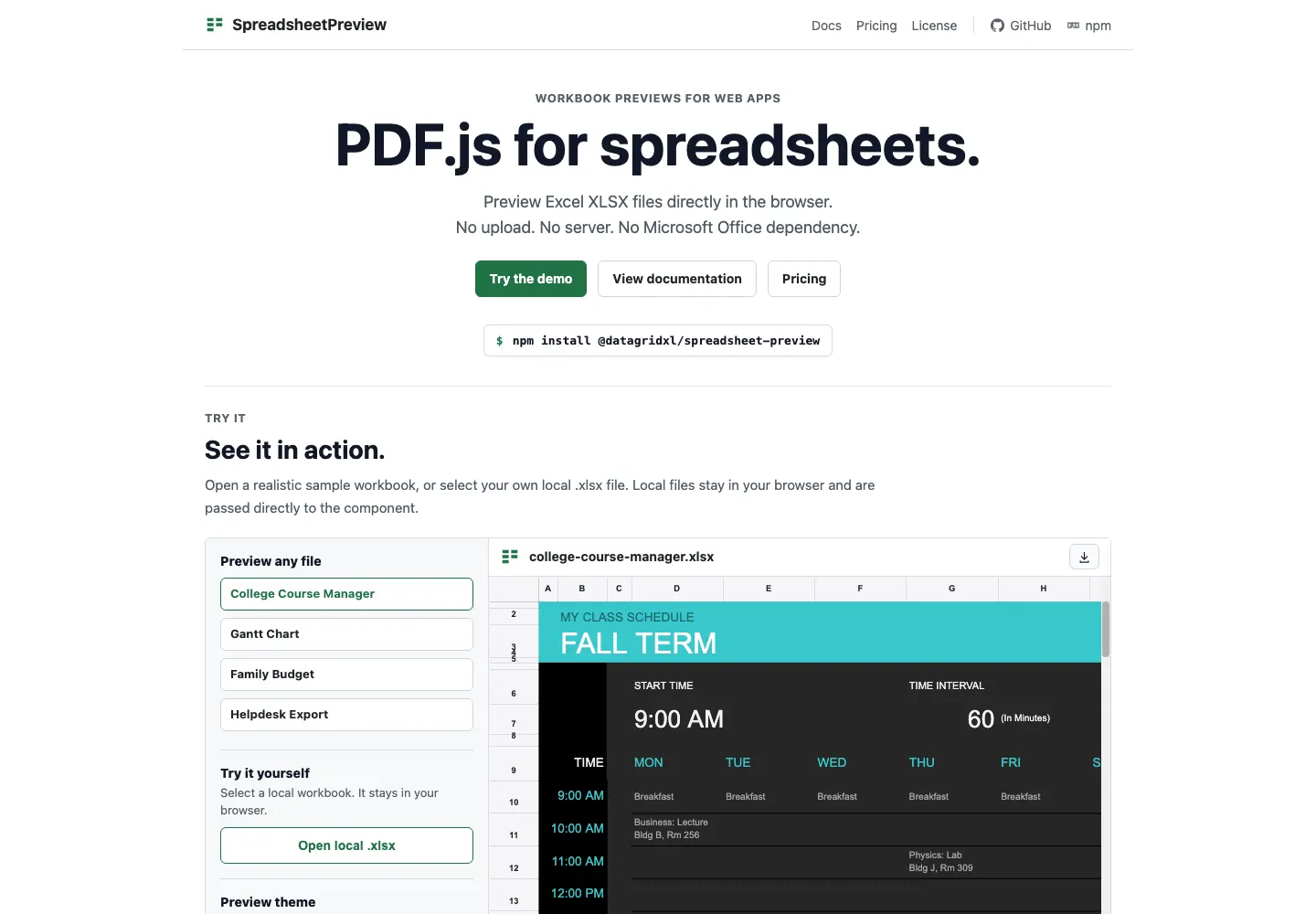 SpreadsheetPreview 首页：在浏览器中本地预览 XLSX 文件