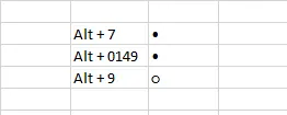 Einfügen einzelner Aufzählungspunkte mit den Tastenkombinationen in Excel