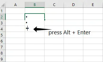 Manuelles Hinzufügen einer Aufzählungsliste in Excel