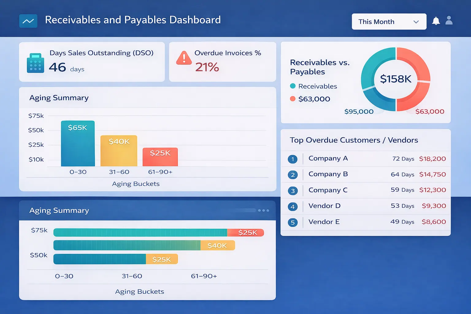 Dashboards für Forderungen und Verbindlichkeiten