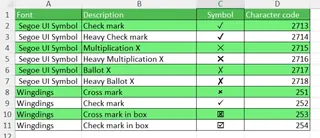勾选符号列表及对应字符3 勾选符号列表及对应字符3