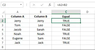 检查Excel中单元格是否相等2