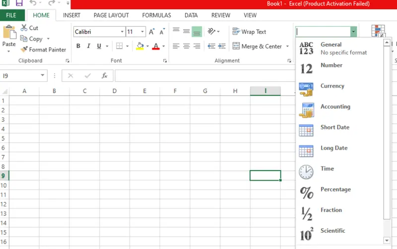 在开始选项卡中识别数据类型 3