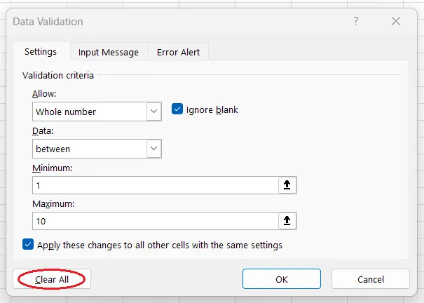 Wie man Datenvalidierung in Excel entfernt. 8