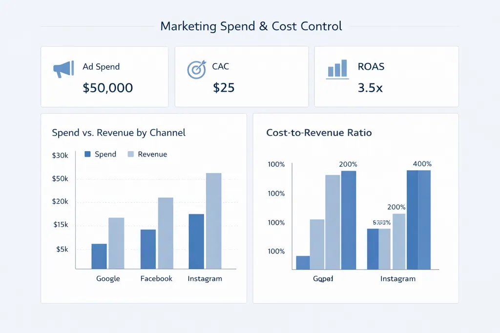 营销支出与成本控制仪表盘 营销支出与成本控制仪表盘