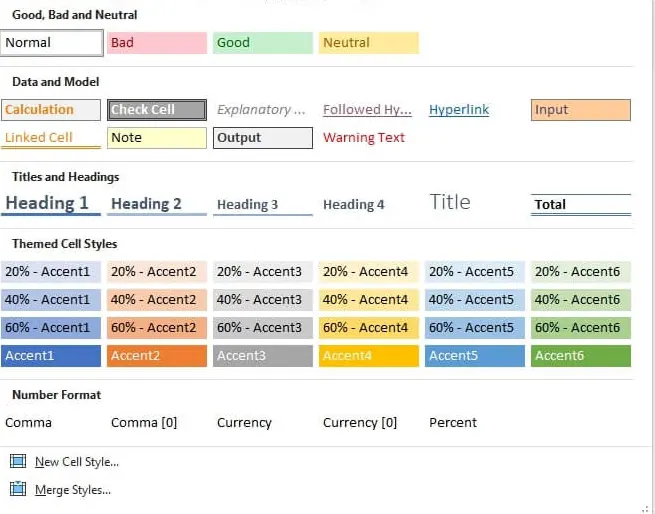 Anwenden eines integrierten Zellstils im Excel-Menüband. 1