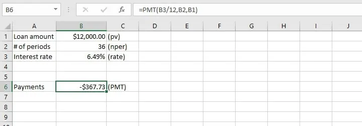 Manuelle RMZ-Formel in Excel 1