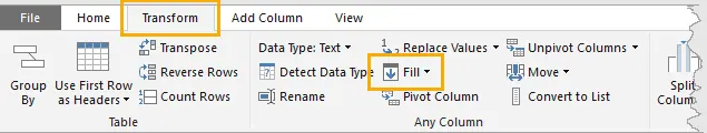 Demonstration des Befehls "Nach unten ausfüllen" in Power Query. 4