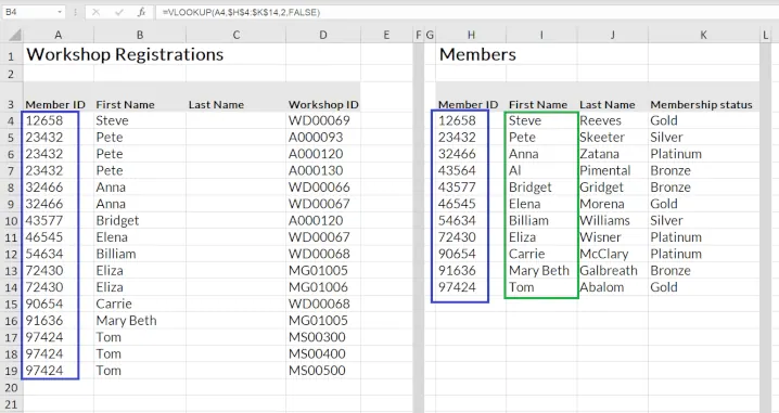 Zwei separate Excel-Tabellen, die zusammengeführt werden müssen