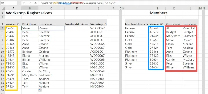 Verwendung von XLOOKUP, um einen Wert in einer anderen Tabelle zu finden