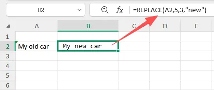 Beispiel der Excel REPLACE-Funktion
