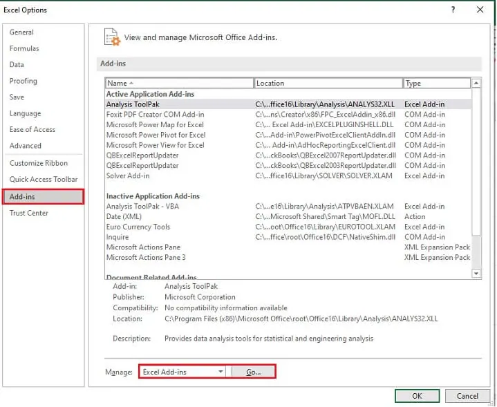 Aktivierung des Excel Solver Add-Ins