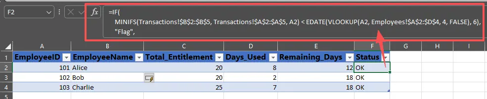 Eine komplexe Excel-Formel für HR-Tracking