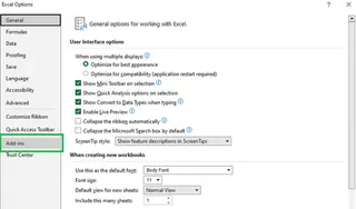 从Excel选项对话框选择加载项