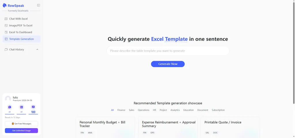template generation