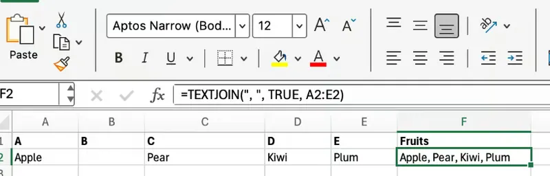 Working with Excel TEXTJOIN() for custom separators 4