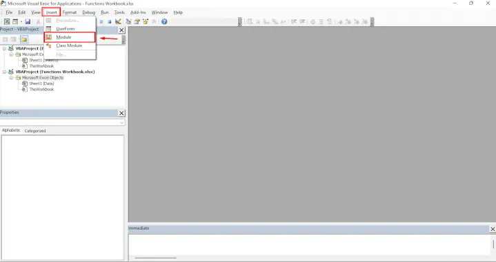 Insert a new module in the VBE
