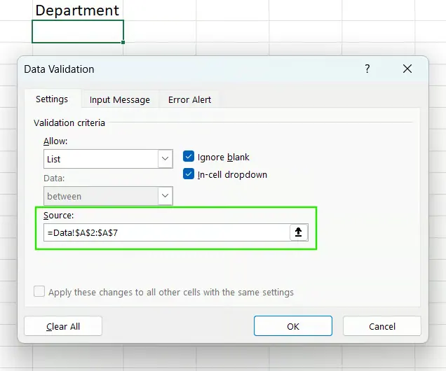 Wie man eine Dropdown-Liste in Excel aktualisiert 11