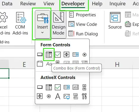 Verwendung von Formularsteuerelement-Kombinationsfeldern für Dropdown-Listen in Excel. 22