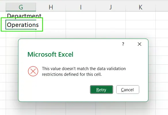 Dropdown-Liste Fehler in Excel 6