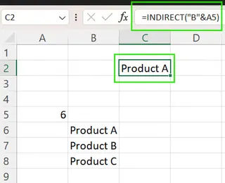 在Excel中使用INDIRECT()与&进行动态引用。2
