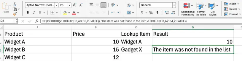 Excel ISERROR kombiniert mit WENN() und SVERWEIS() 3