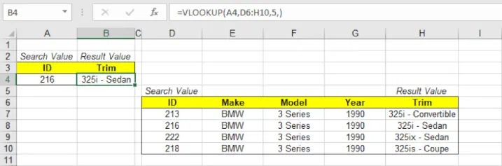 Eine SVERWEIS-Formel in Excel, die einen Wert nachschlägt.