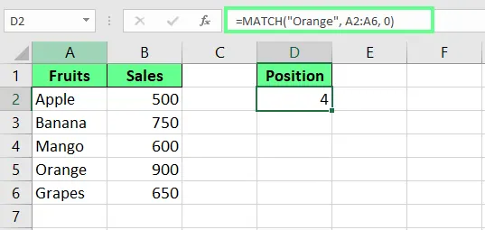 Verwendung der MATCH-Funktion in Excel. 1