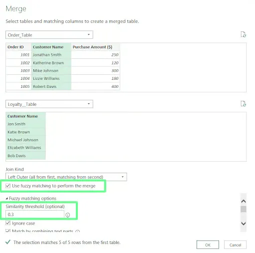 Tabellen mit Fuzzy Match in Excel zusammenführen. 5