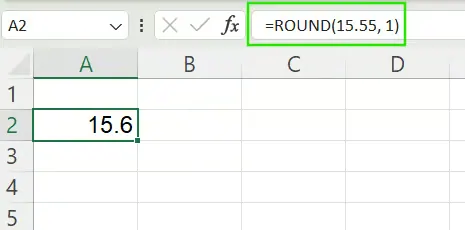 Verwendung der ROUND()-Funktion zum Runden auf 1 Dezimalstelle in Excel. 1