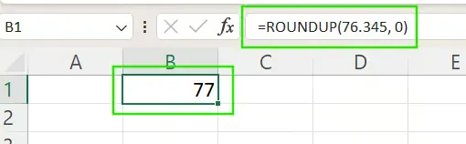 ROUNDUP in Excel einfaches Beispiel 1