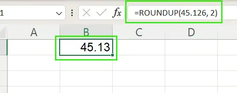 ROUNDUP in Excel auf zwei Dezimalstellen 2