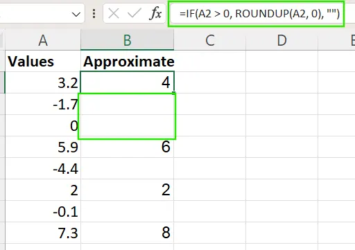 ROUNDUP in Excel mit bedingter Logik 5