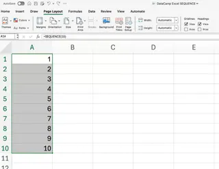 在Excel中使用SEQUENCE创建垂直列表1