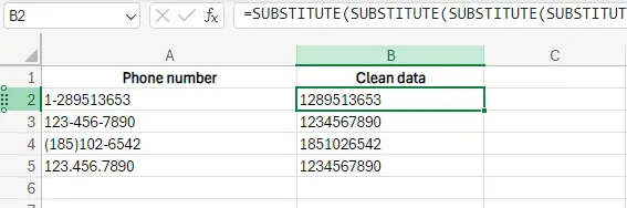 Organisierte Telefonnummerdaten in Excel. 13