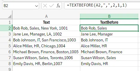 TEXTBEFORE()-Funktion verwenden, um Daten zu extrahieren. 6