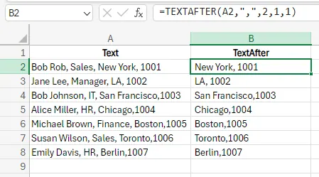 TEXTAFTER-Funktion verwenden, um Daten zu extrahieren 7