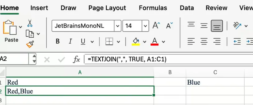 Excel TEXTVERKETTEN während Leerzellen übersprungen werden 1