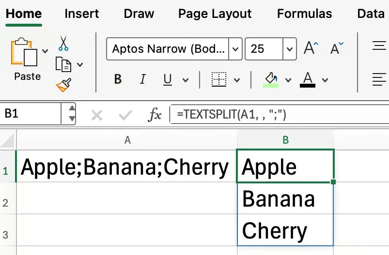 Excel TEXTSPLIT() Aufteilung von Text in Zeilen 2
