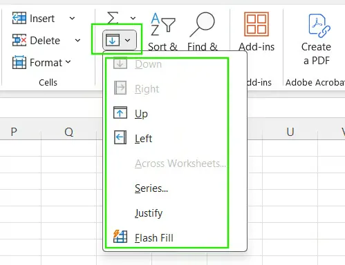 Die Excel-Ausfülloption im Menüband. 8