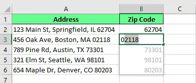 Extrahieren einer Postleitzahl aus einer vollständigen Adresse in Excel. 6