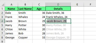使用快速填充合并多个单元格 7 使用快速填充合并多个单元格 7