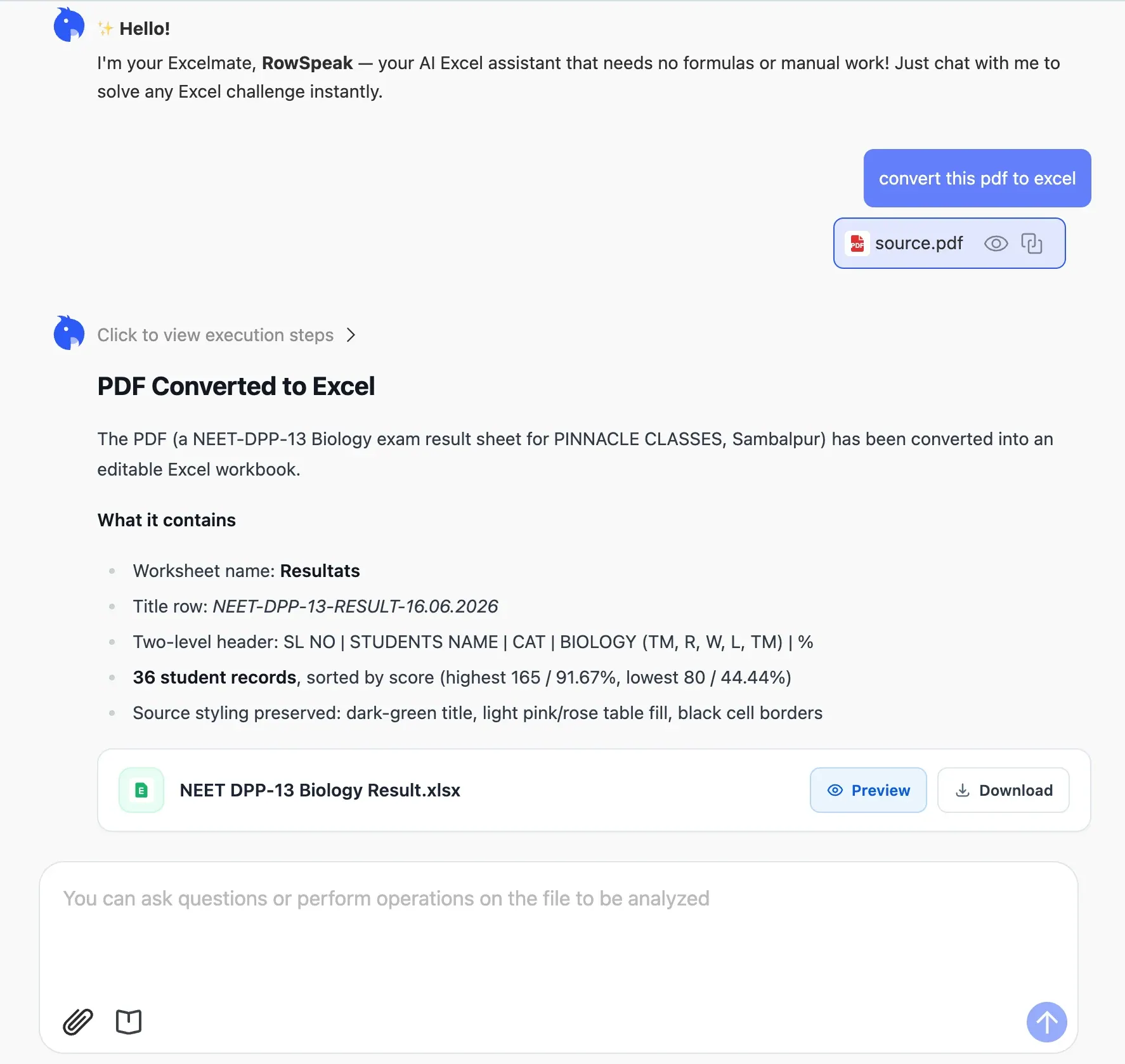 匡优数言使用 OCR 将 PDF 转换为可编辑 Excel 工作簿