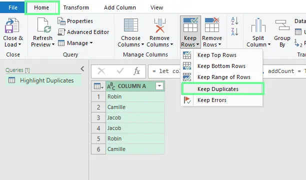 Anzeige der doppelten Daten mit Power Query in Excel 11