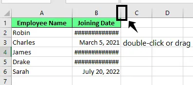 Erweitern der Spalte in Excel, um mehr Platz für das Datum zu schaffen. 7