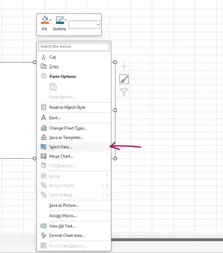 How to select data for an Excel Line Graph 2