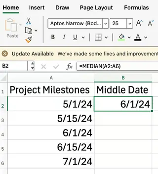 Excel MEDIAN works with dates 3 Excel MEDIAN works with dates 3