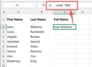 使用连接符合并姓和名 1 使用连接符合并姓和名 1
