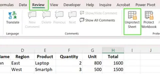 在Excel中取消工作表保护 4